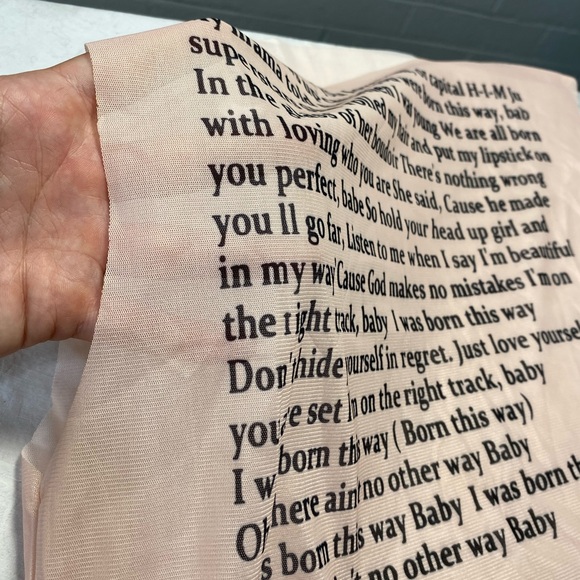 Lady Gaga Born This Way Lyrics Shirt Sheer Transparent Invisible Nude Mesh Tank - Picture 7 of 16